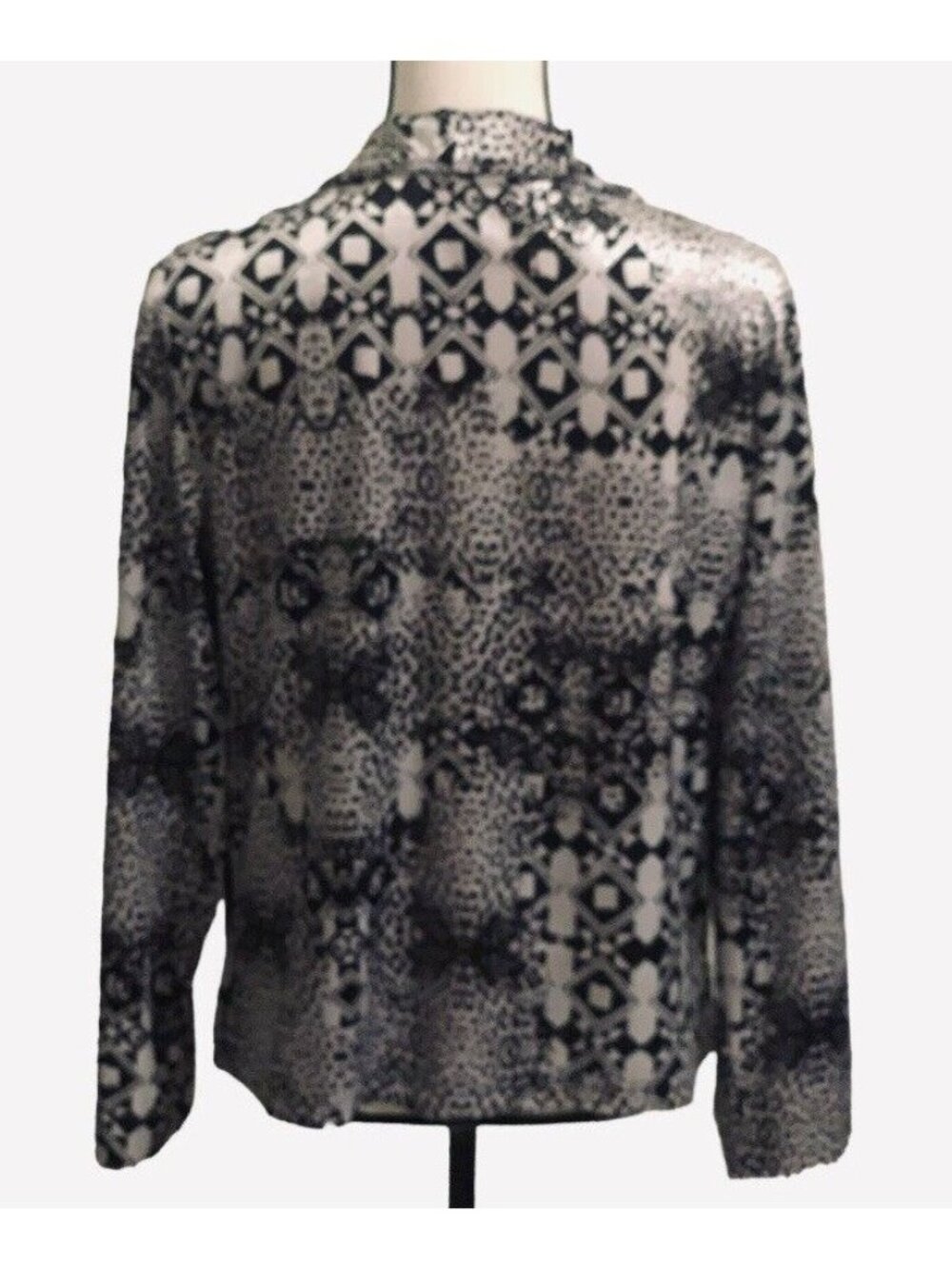 Mirror Image Womens Zippered Collar Jacket Size M Long Sleeve Silver Black